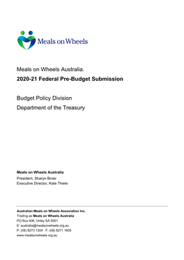 Meals on Wheels Australia Pre-Budget Submission Jan2020