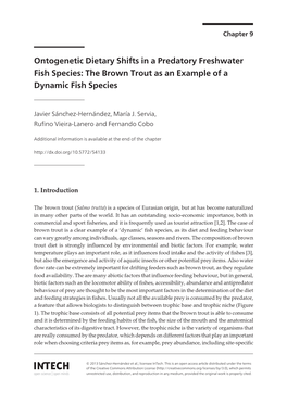 Ontogenetic Dietary Shifts in a Predatory Freshwater Fish Species: the Brown Trout As an Example of a Dynamic Fish Species