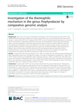 Investigation of the Thermophilic Mechanism in the Genus