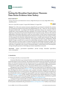 Testing the Ricardian Equivalence Theorem: Time Series Evidence from Turkey