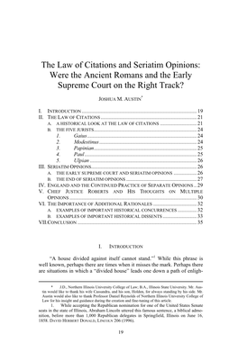 The Law of Citations and Seriatim Opinions: Were the Ancient Romans and the Early Supreme Court on the Right Track?
