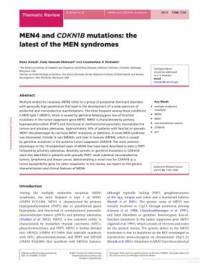 MEN4 and CDKN1B Mutations 24:10 T195–T208 Thematic Review