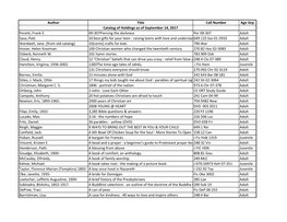 Author Title Call Number Age Grp. Catalog of Holdings As of September 14, 2017 Peretti, Frank E