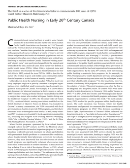 Public Health Nursing in Early 20Th Century Canada
