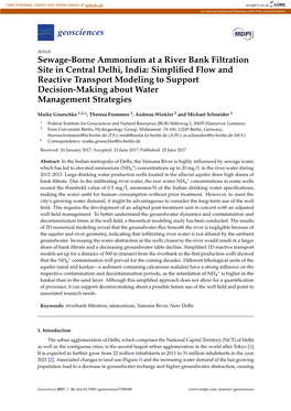 Sewage-Borne Ammonium at a River Bank Filtration Site in Central Delhi