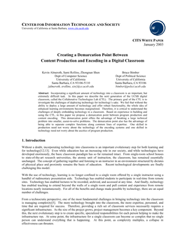 Creating a Demarcation Point Between Content Production and Encoding in a Digital Classroom