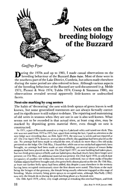 Notes on the Breeding Biology of the Buzzard