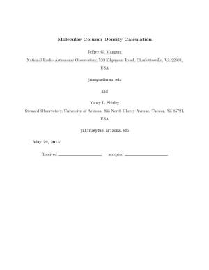 Molecular Column Density Calculation