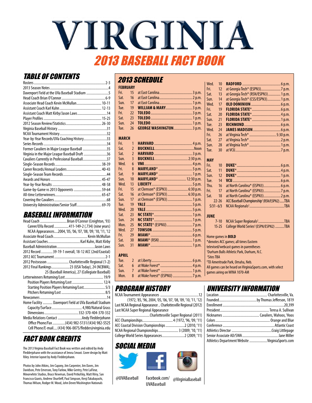 2013 BASEBALL FACT BOOK TABLE of CONTENTS Rosters