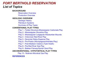 Fort Berthold Oil and Gas Plays