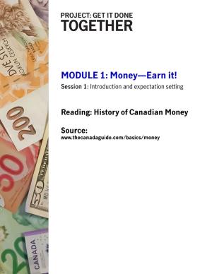 Activity 1: History of Canadian Money and Crossword [PDF]