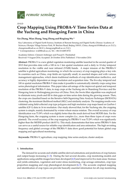 Crop Mapping Using PROBA-V Time Series Data at the Yucheng and Hongxing Farm in China