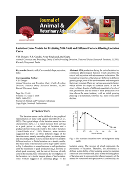 Lactation Curve Models for Predicting Milk Yield and Different Factors Affecting Lactation Curve