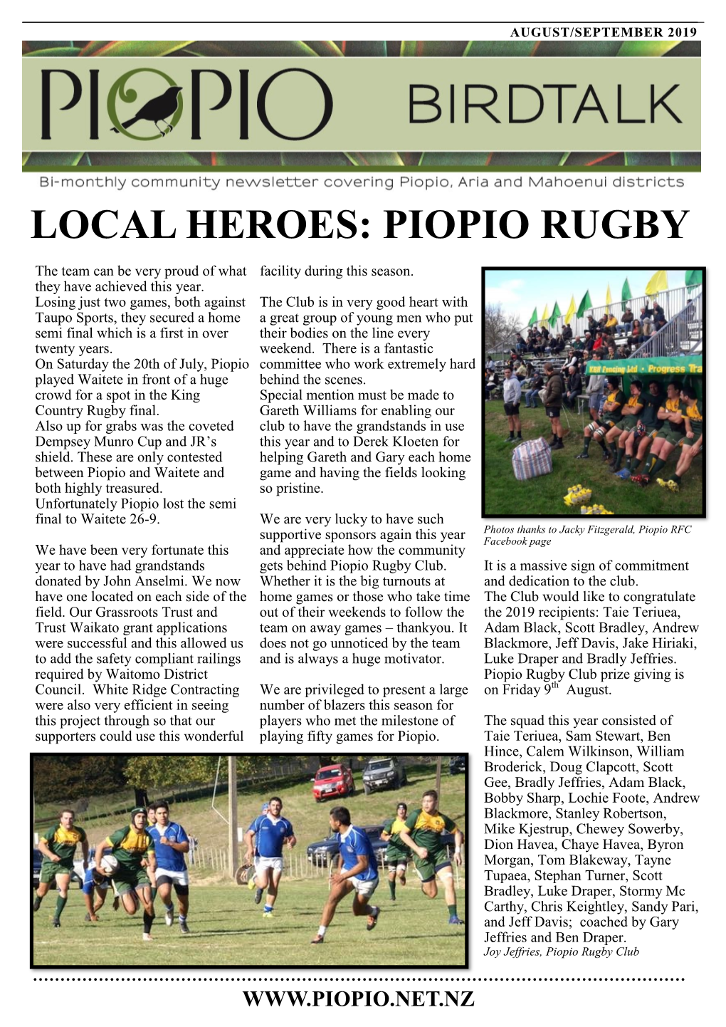 Local Heroes: Piopio Rugby