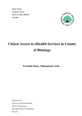 Citizen Access to Ehealth Services in County of Blekinge