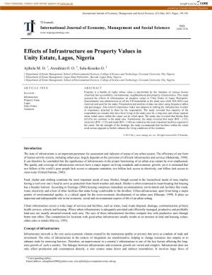 Effects of Infrastructure on Property Values in Unity Estate, Lagos, Nigeria