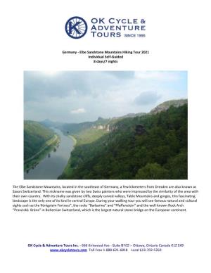 Germany - Elbe Sandstone Mountains Hiking Tour 2021 Individual Self-Guided 8 Days/7 Nights