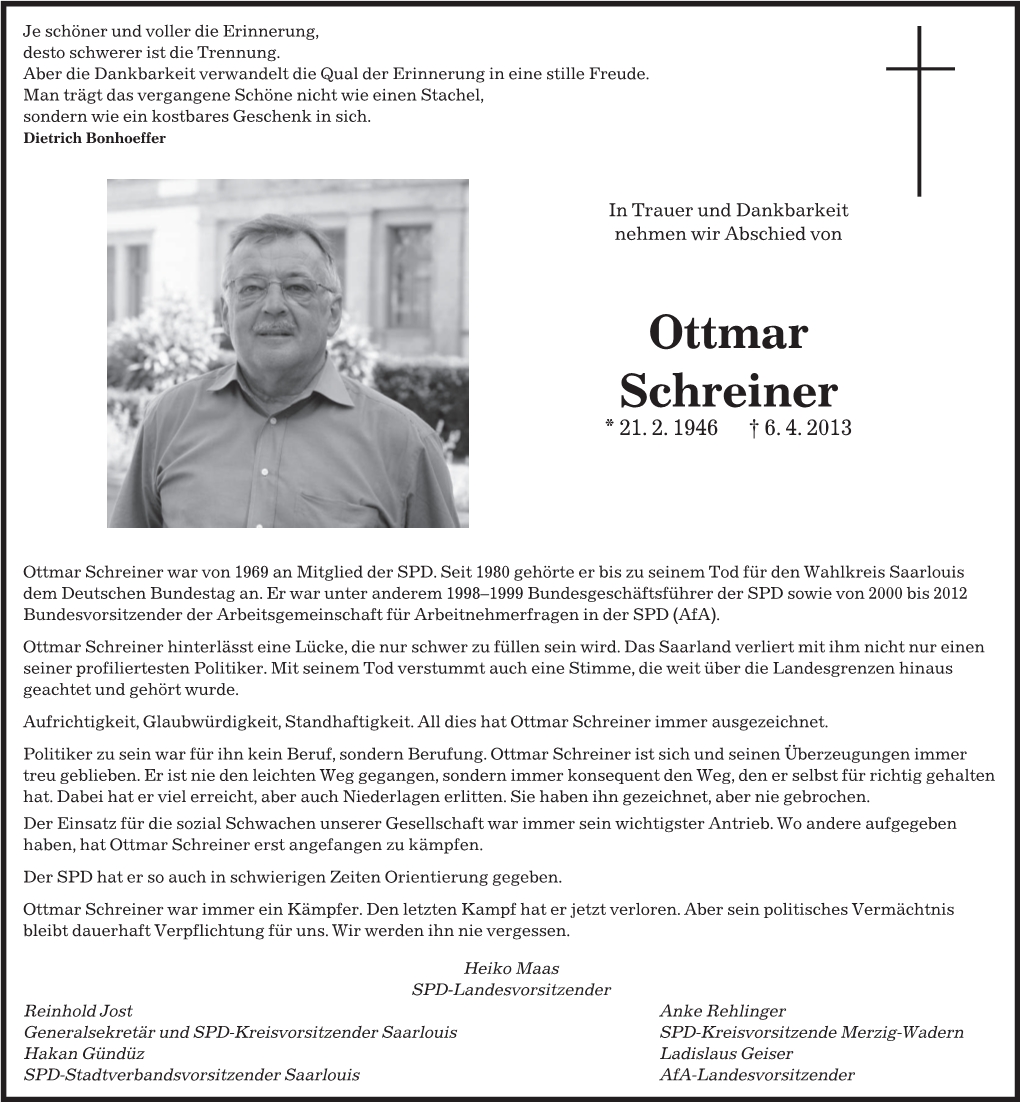 Ottmar Schreiner * 21