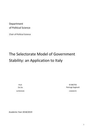 The Selectorate Model of Government Stability: an Application to Italy