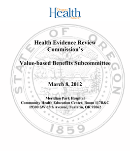 Health Evidence Review Commission's Value-Based