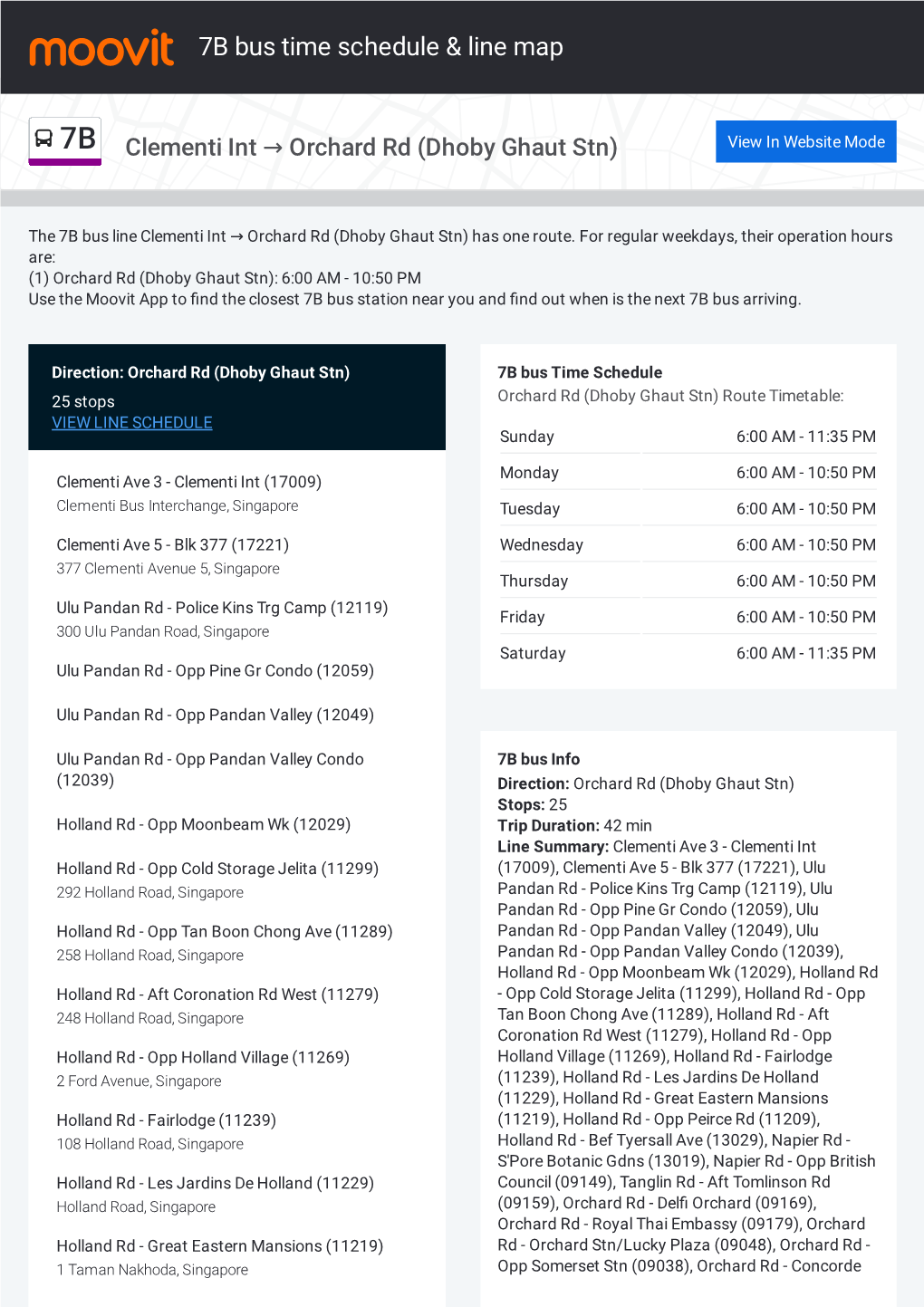 7B Bus Time Schedule & Line Route