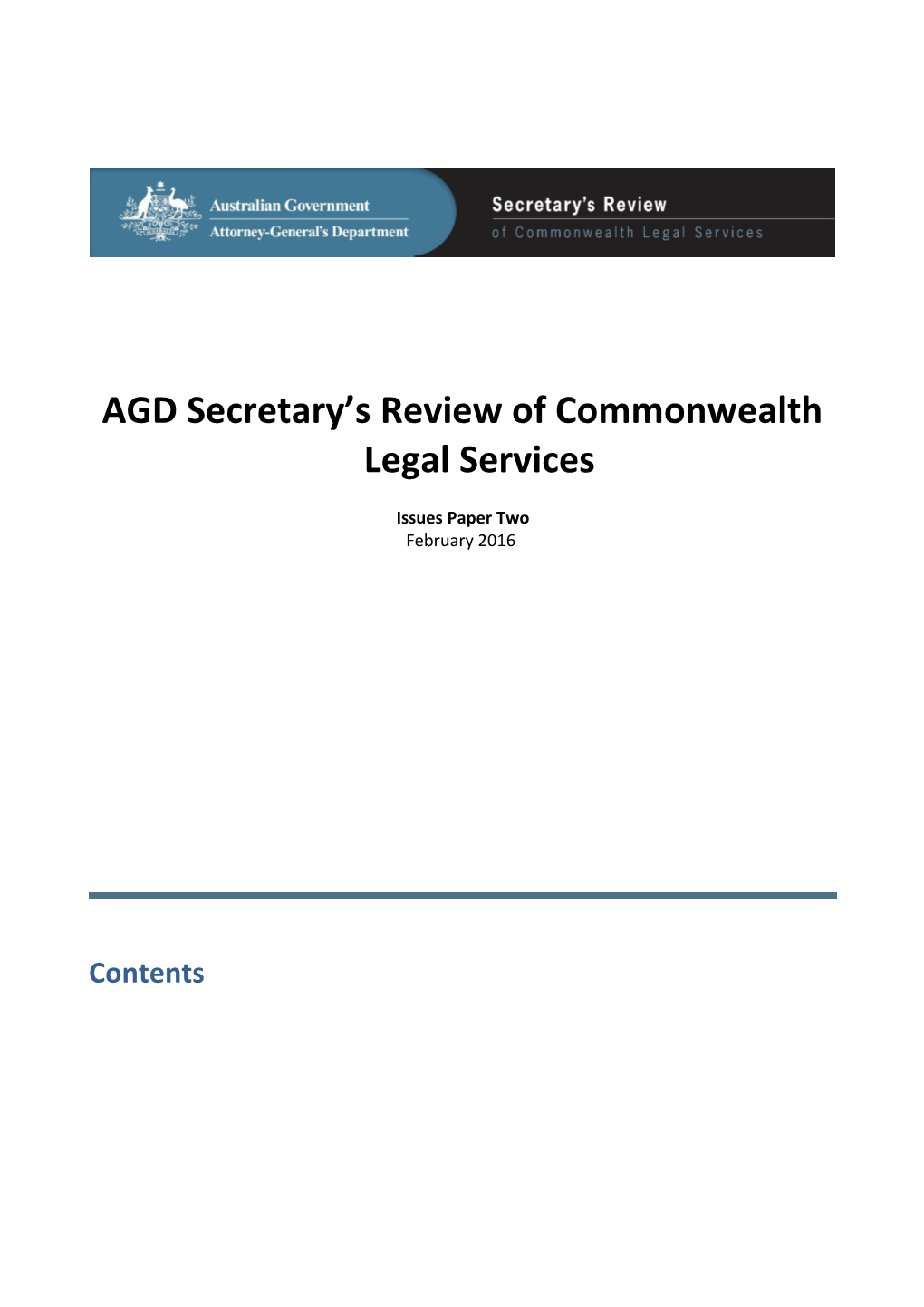 AGD Secretary S Review of Commonwealth Legal Services