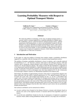 Learning Probability Measures with Respect to Optimal Transport Metrics