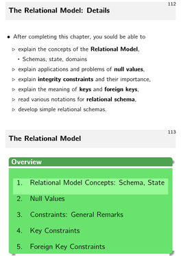 The Relational Model: Details the Relational Model Overview 1