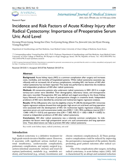 Incidence and Risk Factors of Acute Kidney Injury After Radical