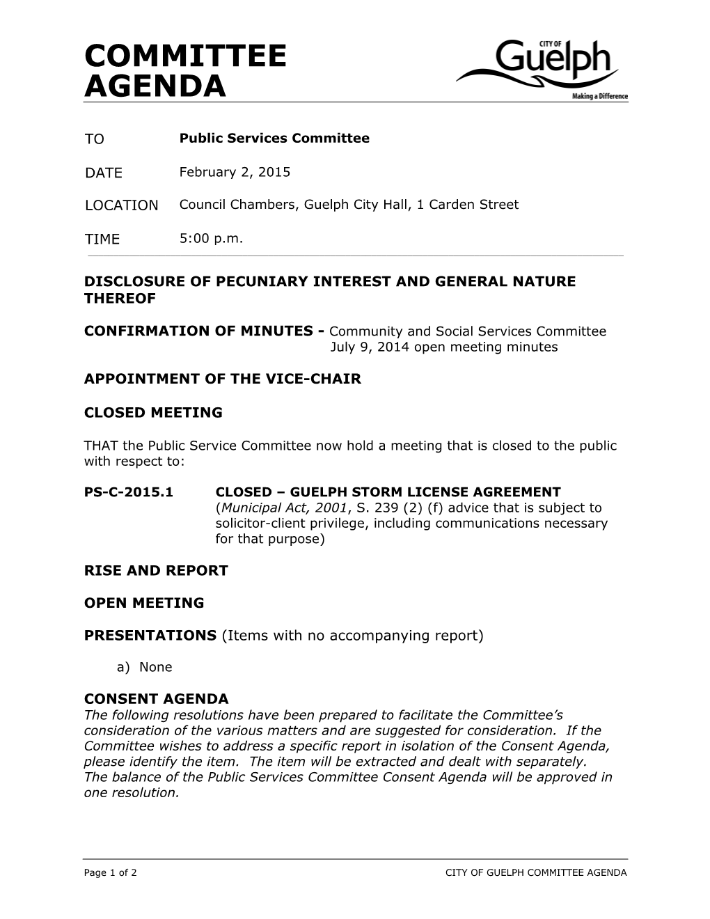 Committee Agenda