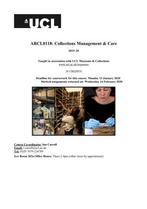 ARCL0118: Collections Management & Care
