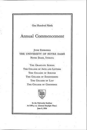 1954-06-06 University of Notre Dame Commencement Program
