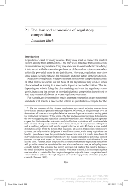 21 the Law and Economics of Regulatory Competition Jonathan Klick