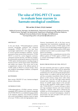 The Value of FDG-PET CT Scans to Evaluate Bone Marrow in Haemato-Oncological Conditions