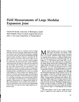 Field Measurements of Large Modular Expansion Joint