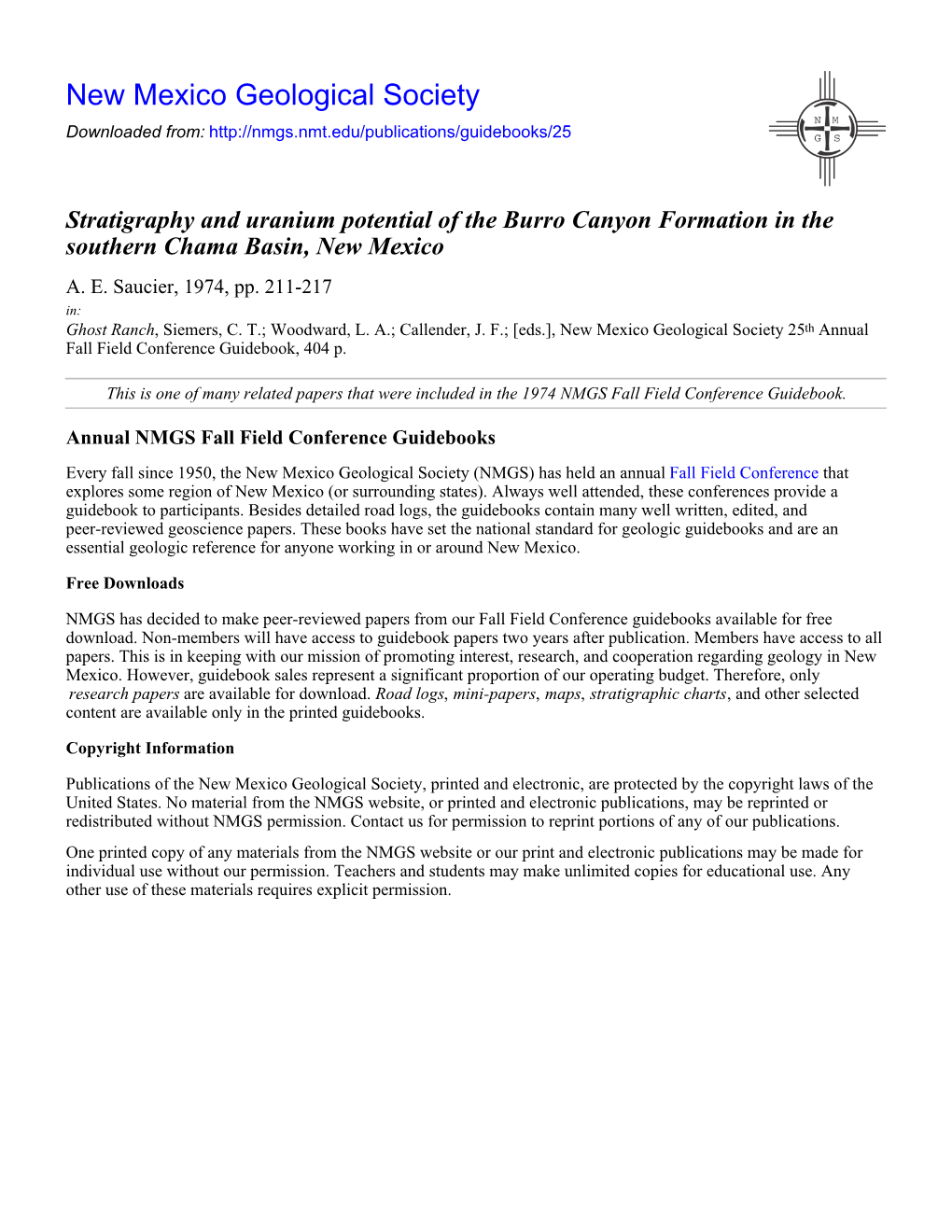 Stratigraphy and Uranium Potential of the Burro Canyon Formation in the Southern Chama Basin, New Mexico A