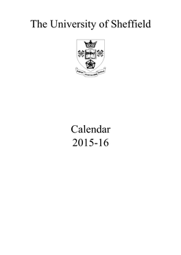 The University of Sheffield Calendar 2015-16