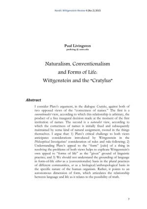Naturalism, Conventionalism and Forms of Life: Wittgenstein and the “Cratylus”