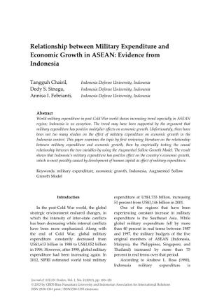Relationship Between Military Expenditure and Economic Growth in ASEAN: Evidence from Indonesia