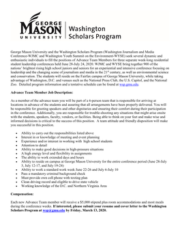 George Mason University and the Washington Scholars Program