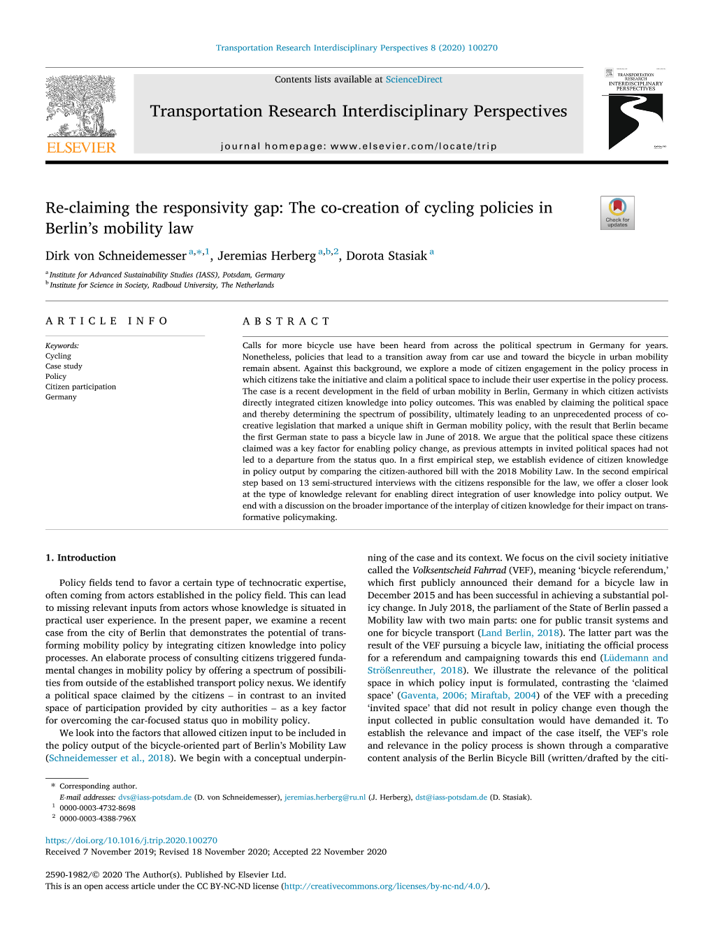 Re-Claiming the Responsivity Gap: the Co-Creation of Cycling Policies In