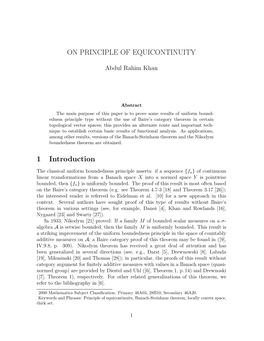 ON PRINCIPLE of EQUICONTINUITY 1 Introduction