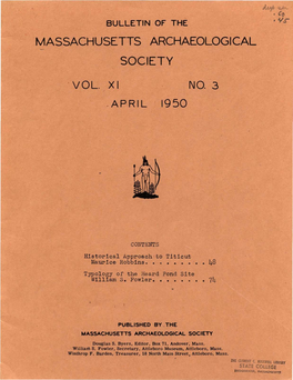 Bulletin of the Massachusetts Archaeological Society, Vol. 11, No