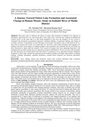 A Journey Toward Oxbow Lake Formation and Associated Change in Human Mosaic: Study on Kalindri River of Malda District
