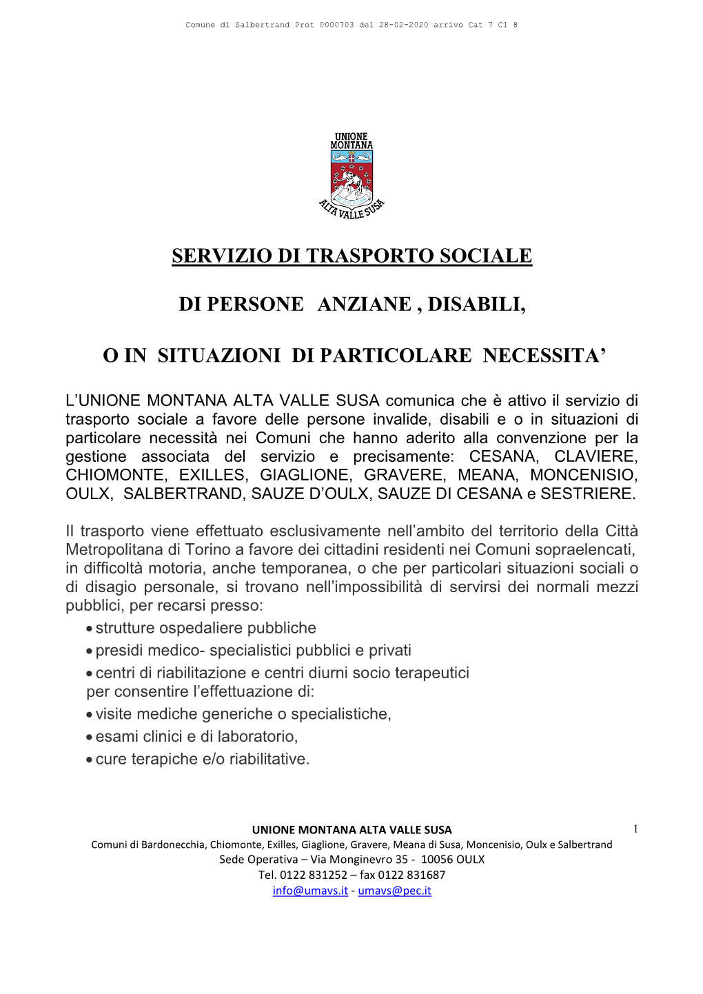 Servizio Di Trasporto Sociale Di