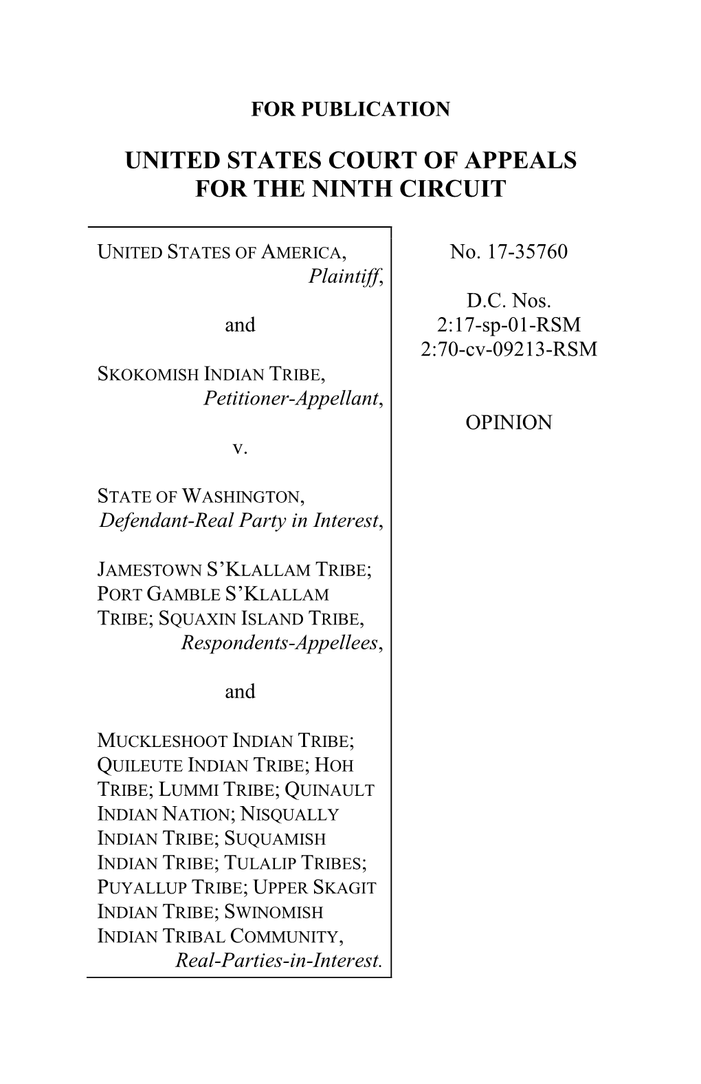 Skokomish Indian Tribe V. Jamestown S