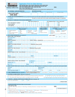 Application Form for Debt Schemes