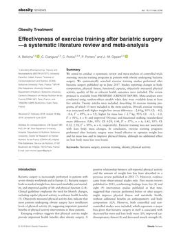 Effectiveness of Exercise Training After Bariatric Surgery—A Systematic