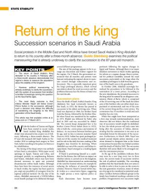Return of the King Succession Scenarios in Saudi Arabia