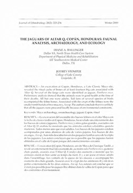 THE JAGUARS of ALTAR Q, Copan, HONDURAS: FAUNAL ANALYSIS, ARCHAEOLOGY, and ECOLOGY